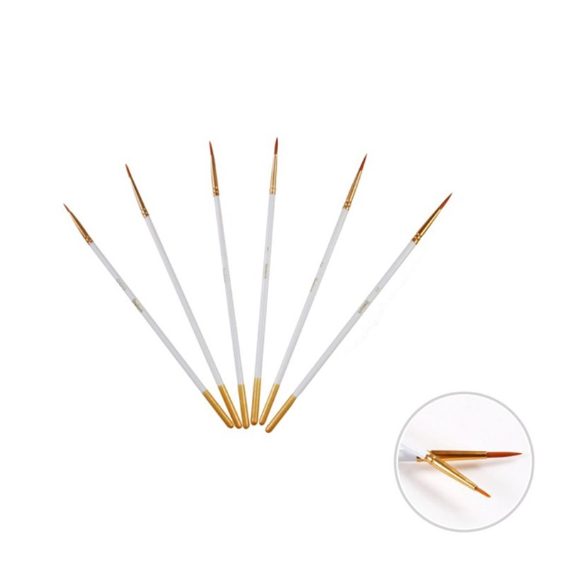 Set 6 pensule pentru pictura, 19 cm, varf ascutit, par sintetic - imagine 3